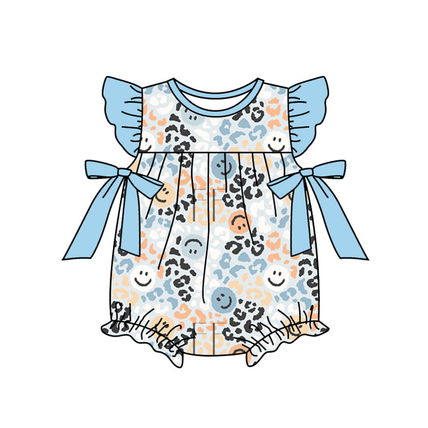 Pre-order baby girl clothes cartoon dog blue short-sleeved onesie-short-sleeved shorts set and short-sleeved long pants set