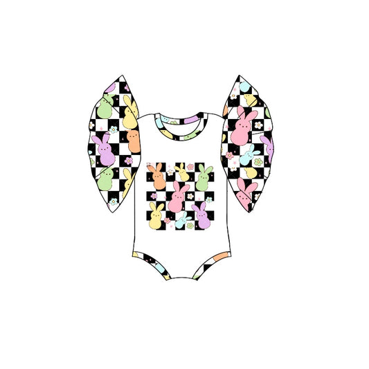 SR2227 Baby Infant Girls Easter Checkered Rabbits Rompers preorder