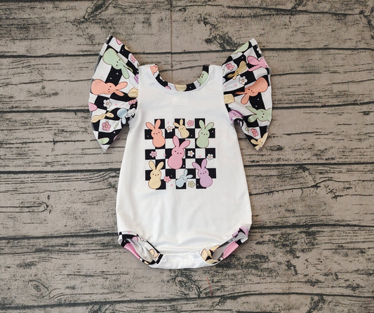 SR2227 pre-order baby girls clothes ester bunny short sleeve Romper