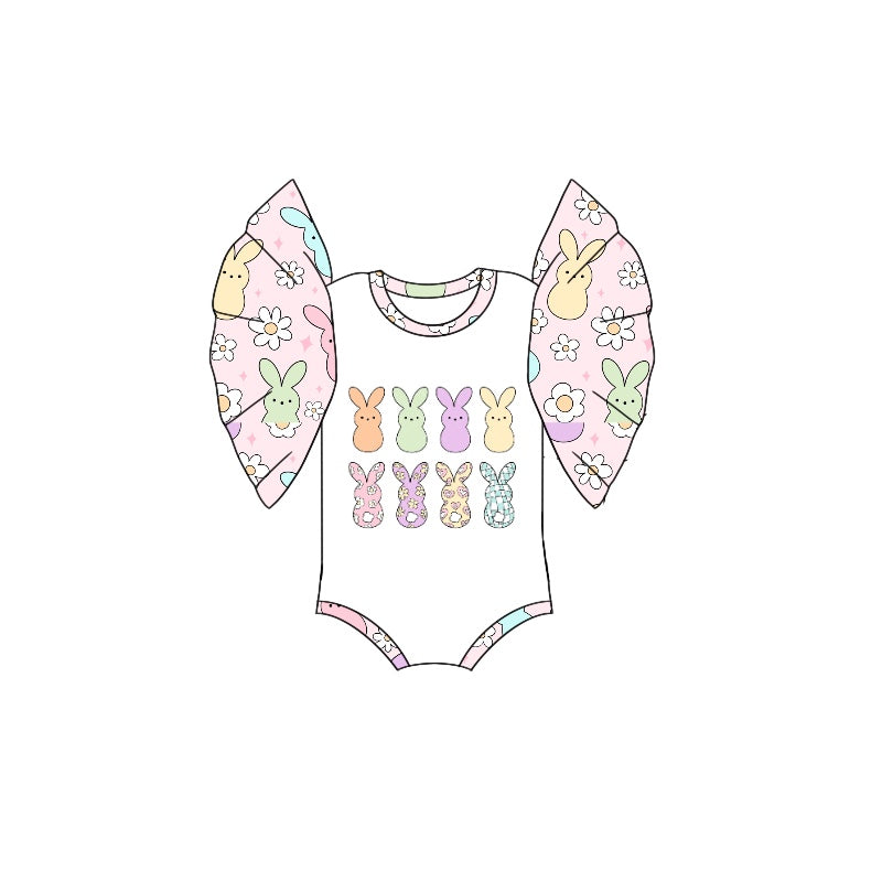 Infant Girls Easter Baby Plaid Bunny-Bow Onesie Mixed Sizes Pre-Order
