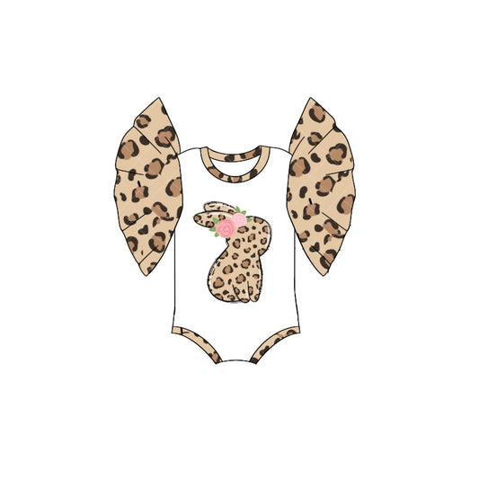 SR2230 Baby Infant Girls Easter Bunny Leopard Rompers preorder