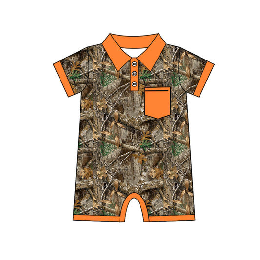 SR2233 Baby Infant Boys Real Tree Camo Hunting Short Sleeve Rompers preorder