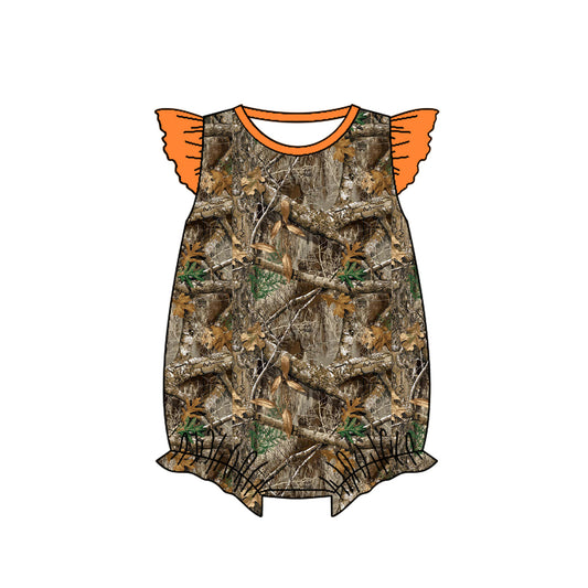 SR2234 Baby Infant Girls Real Tree Camo Hunting Flutter Sleeve Rompers preorder