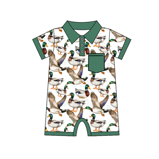 SR2235 Baby Infant Boys Mallard Ducks Hunting Short Sleeve Rompers preorder