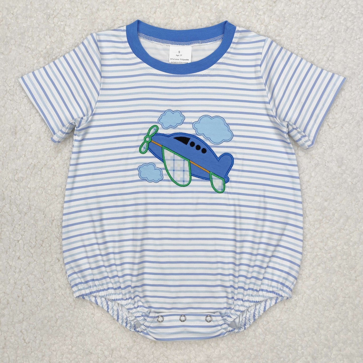 SR2244Airplane Pattern Baby Boy Romper Short Sleeve Striped Design Infant Clothing Comfortable Soft Material for Little Ones