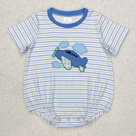 SR2244Airplane Pattern Baby Boy Romper Short Sleeve Striped Design Infant Clothing Comfortable Soft Material for Little Ones