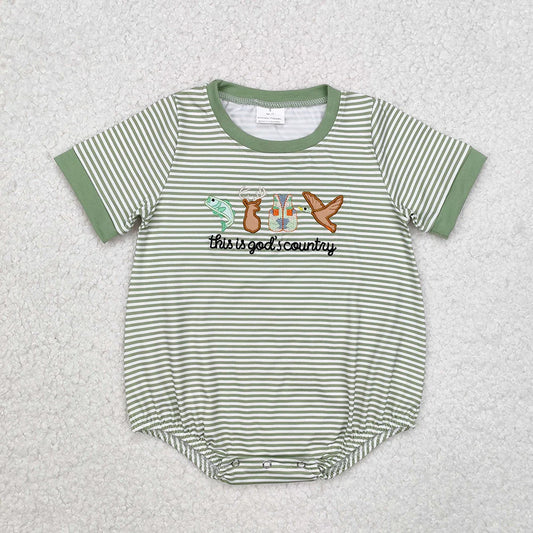 USA Warehouse (IN STOCK) SR2263 Baby Boys Summer Romper Baby Infant Boys God Country Short Sleeve Rompers