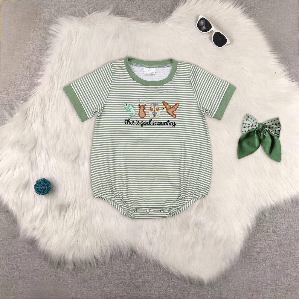 8.16 RTS Sibling This is god's country fish deer duck top shorts boys clothes rompers