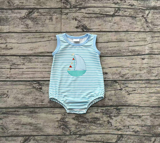 SR2276Sleeveless stripe boat baby boy summer romper
