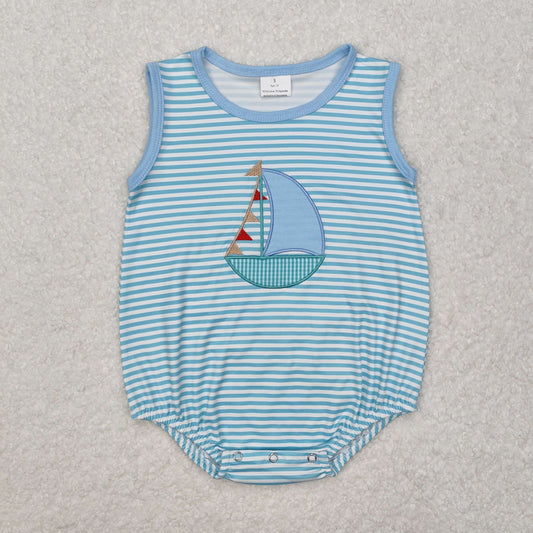 SR2276Sleeveless stripe boat baby boy summer romper