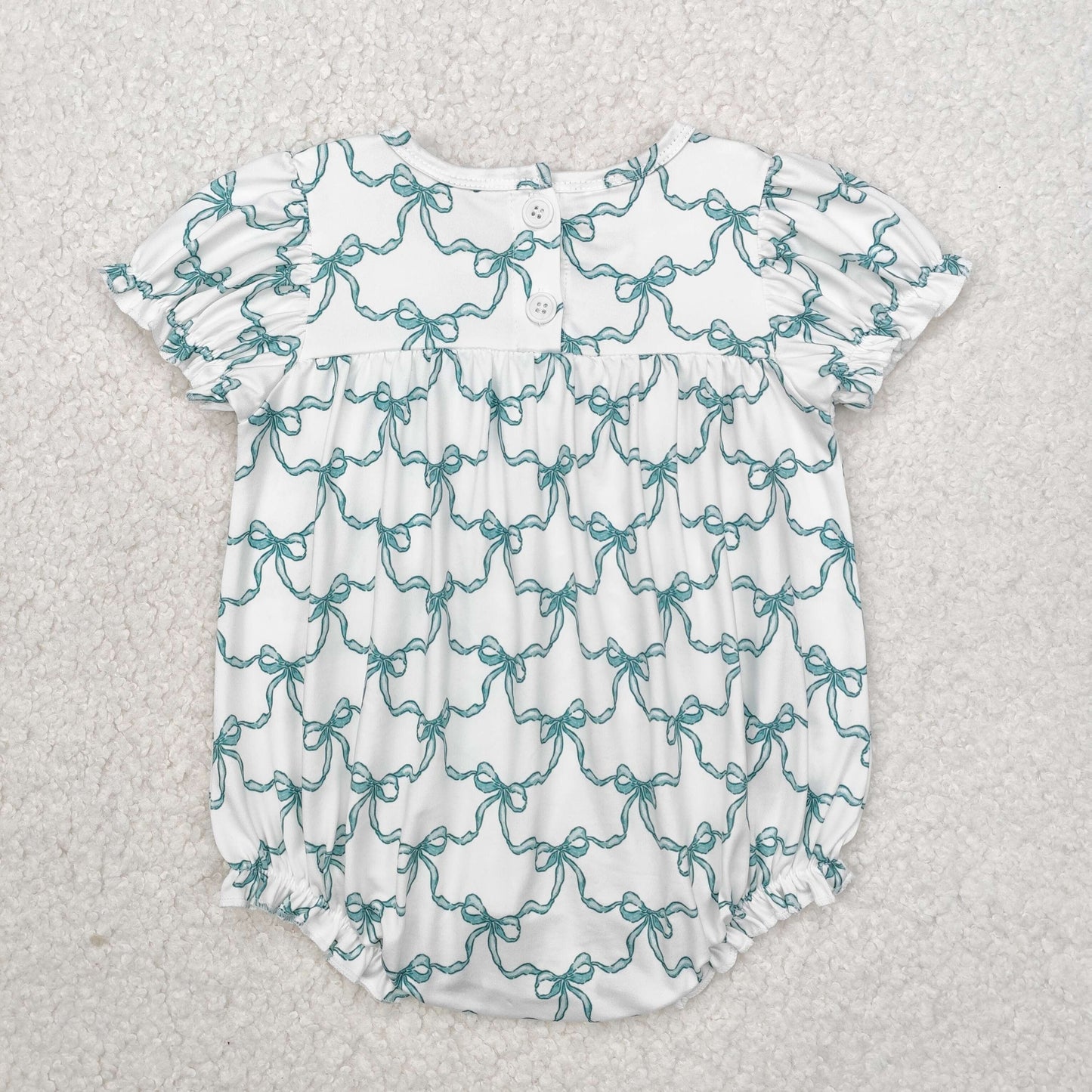 SR2281Short sleeves green bow lollipop baby girls romper