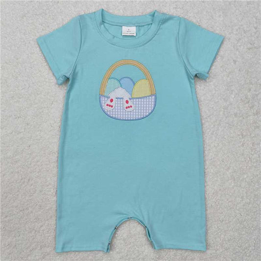SR2293Baby Infant Boys Easter Eggs Basket Rompers