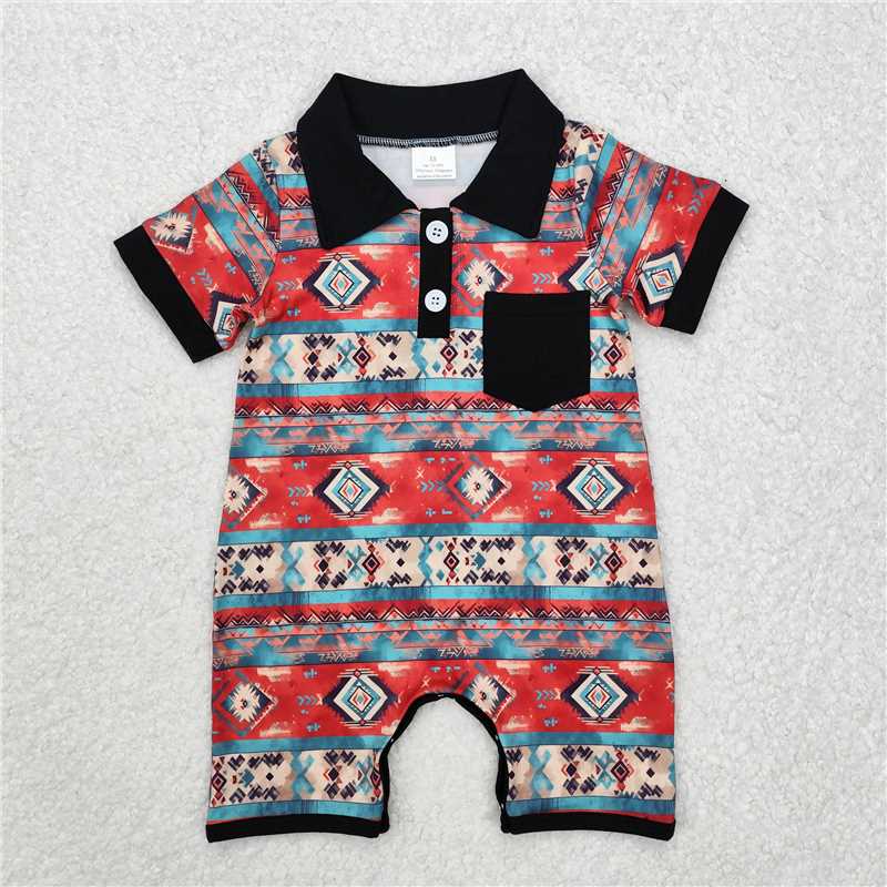 4.22 RTS NO MOQ Baby Boys Short Sleeve Polo Romper with Pocket Fishing Theme Casual Outfit for Toddlers
