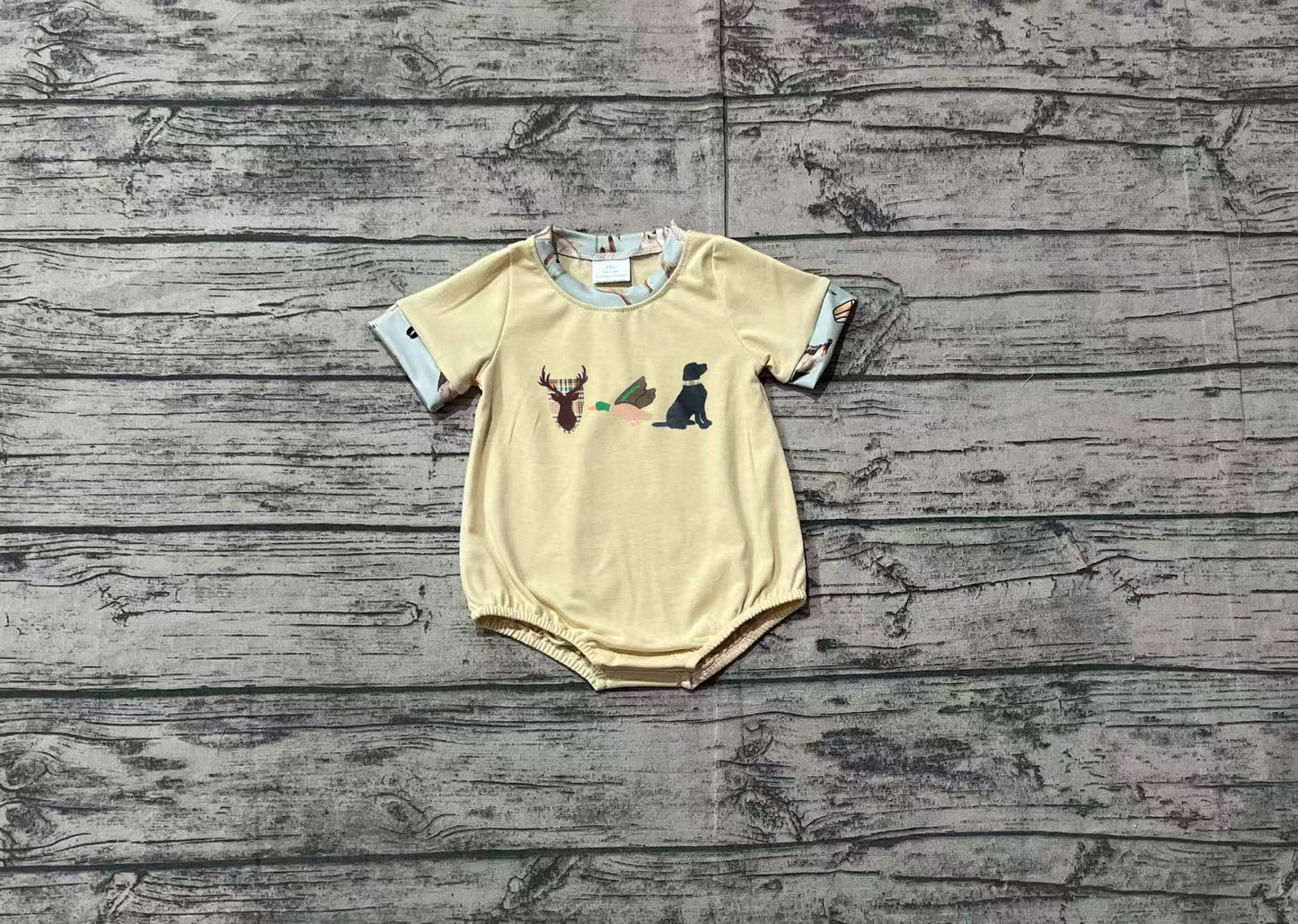 SR2338Short sleeves deer duck dog baby boy romper