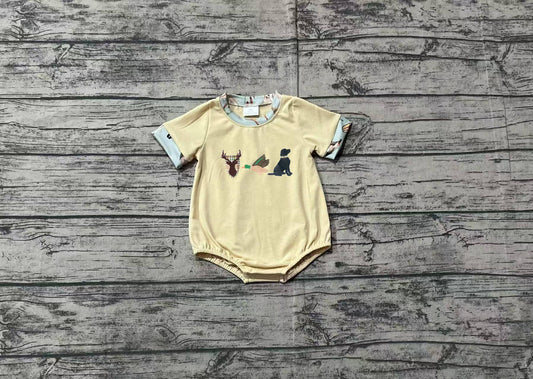 SR2338Short sleeves deer duck dog baby boy romper