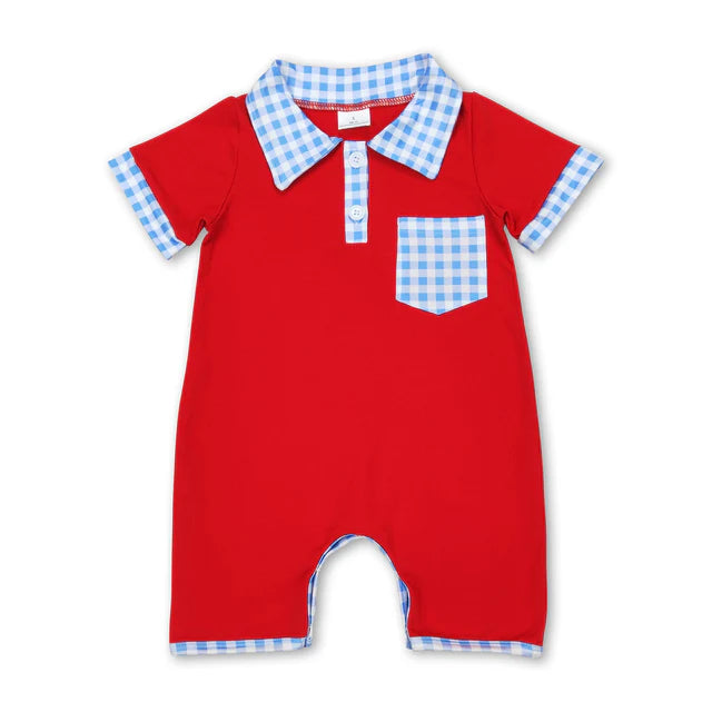 RTS Sibling Short sleeves baby boy 4th of july romper