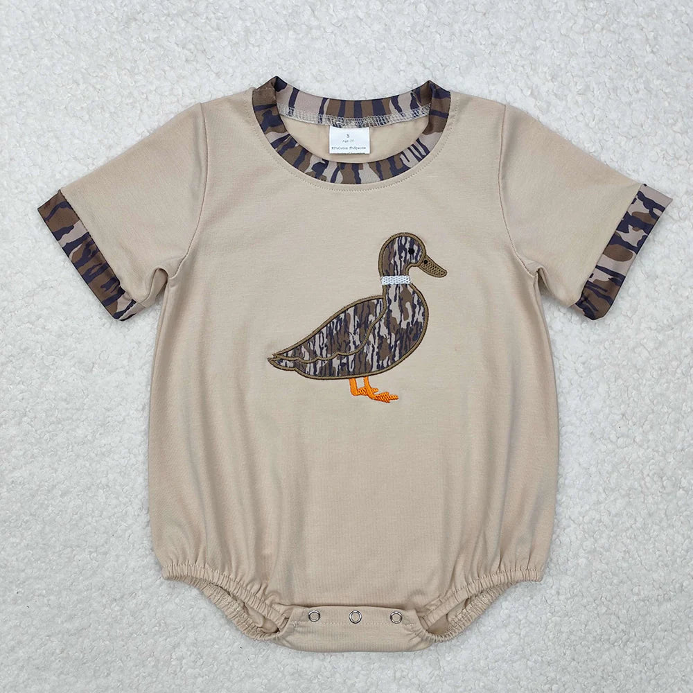 12.25 RTS Sibling Baby Infant Boys Camo Duck Short Sleeve Rompers