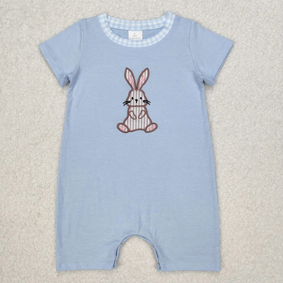 12.12 RTS Sibling Baby Kids Embroidery Stripe Rabbits Easter Ruffle Knee Length Dress Shorts Romper