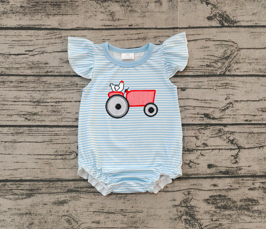 SR2407 pre-order baby girls clothes embroidery short sleeve Romper