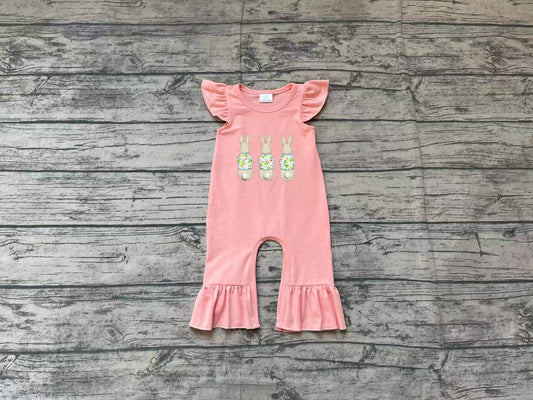 SR2434Baby Infant Girls Easter Rabbits Pink Rompers