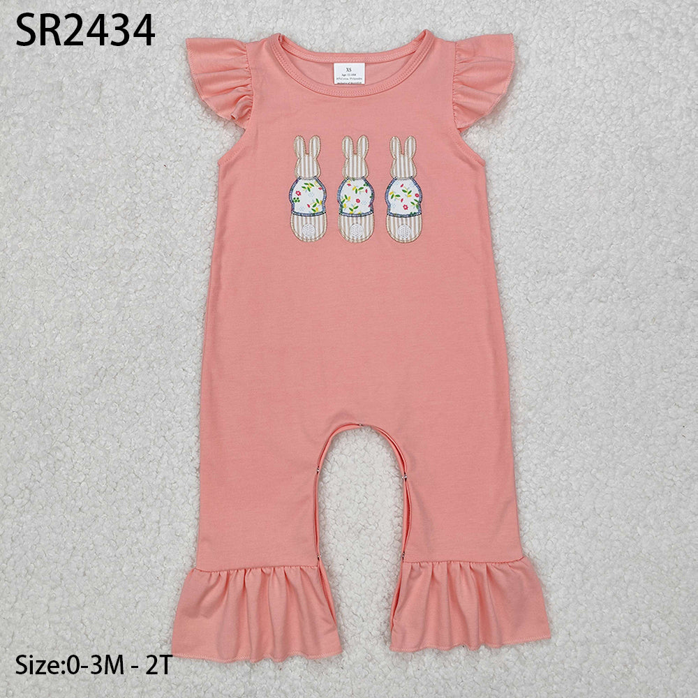 SR2434 New Rts No Moq 8-9 Days By Air Arrived it Flutter sleeves bunny baby girl Easter romper