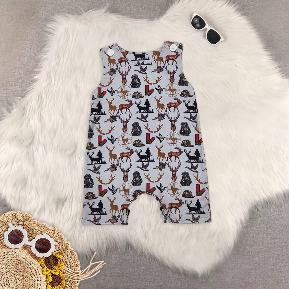 8.01  Sibling Long sleeves deer dog duck boys hunting zip pullover rompers
