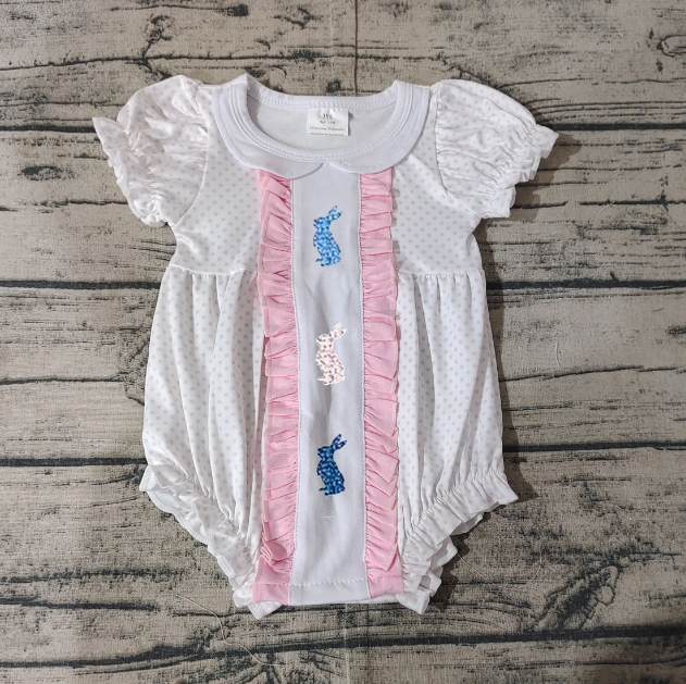 New Rts No Moq 8-9 Days By Air Arrived it Baby Girls' Short Sleeve Polka Dots Bunny Easter Dress Cute Spring/Summer Outfit for Little Ones