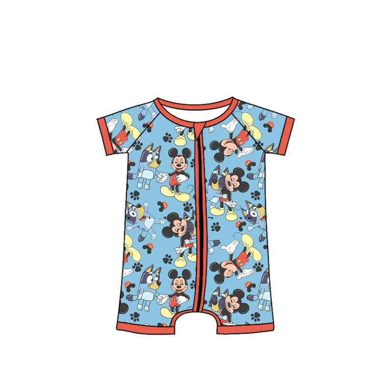 FLOWERSShort sleeves mouse dog top shorts boys pajamas