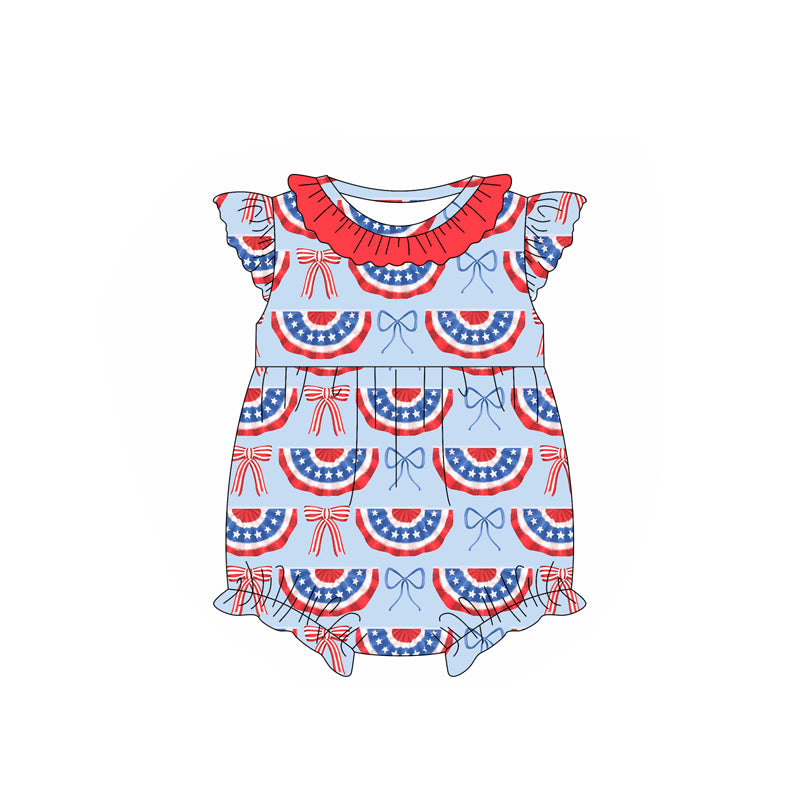 FLOWERSFlutter sleeves stars rainbow bow girls 4th of july dresses