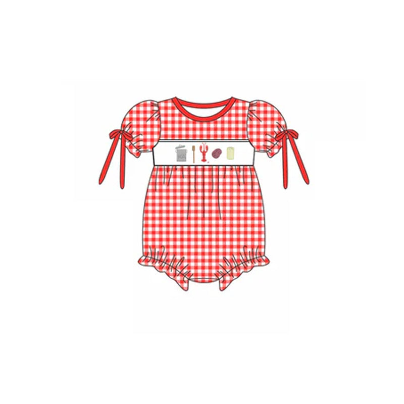 Red plaid crawfish ruffle tunic shorts baby girls clothing