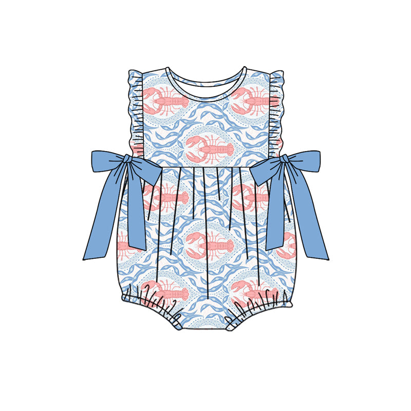 Light blue bow ruffle crawfish tunic shorts girls clothes