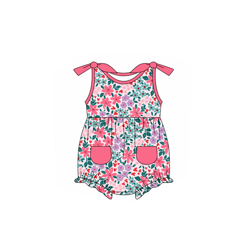 Sleeveless floral tunic ruffle shorts kids girls outfits