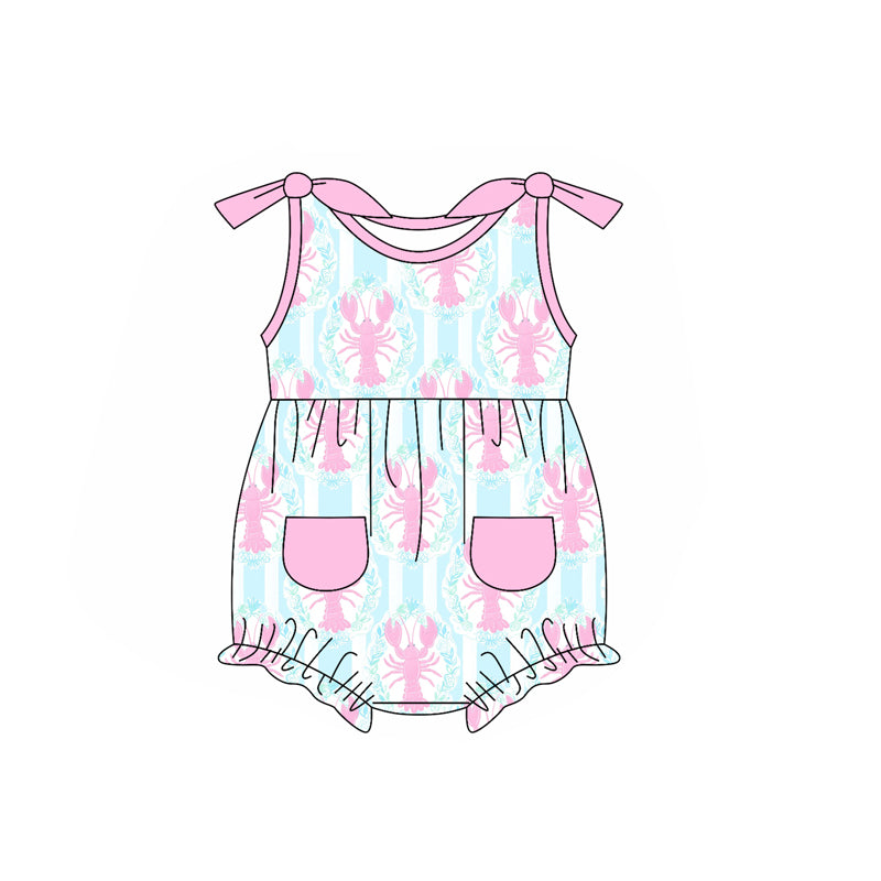 Sleeveless pink crawfish tunic ruffle shorts girls clothes