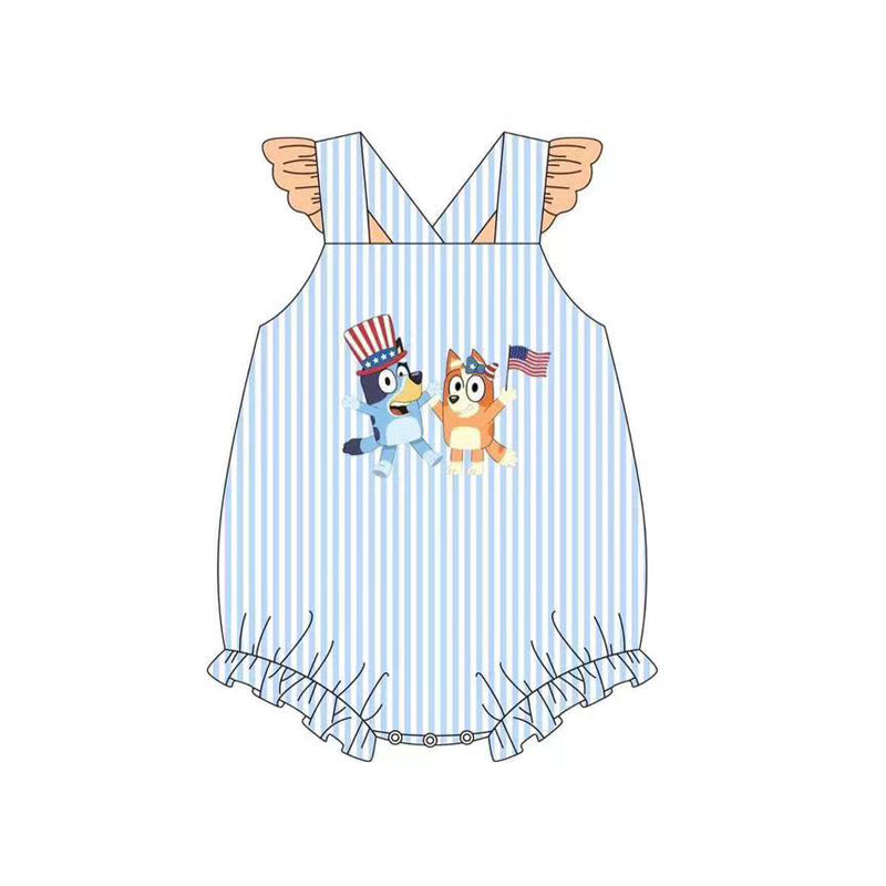 Yellow dog top stripe shorts boys 4th of july outfits
