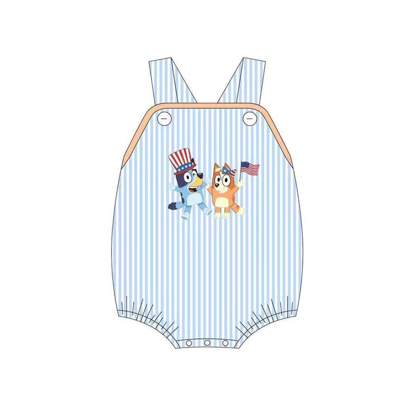 Yellow dog top stripe shorts boys 4th of july outfits