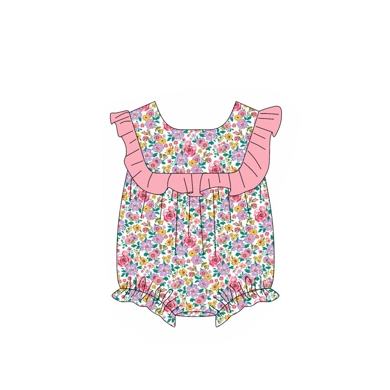 Ruffle peach lavender floral tunic shorts girls outfits