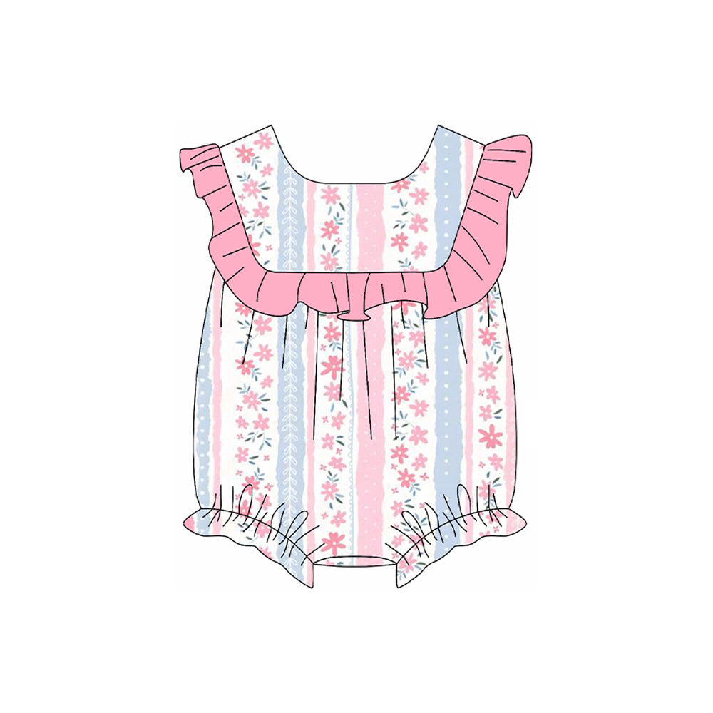 Pink ruffle floral tunic shorts kids girls summer clothes