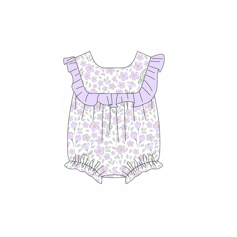 Lavender ruffle floral tunic shorts girls summer outfits