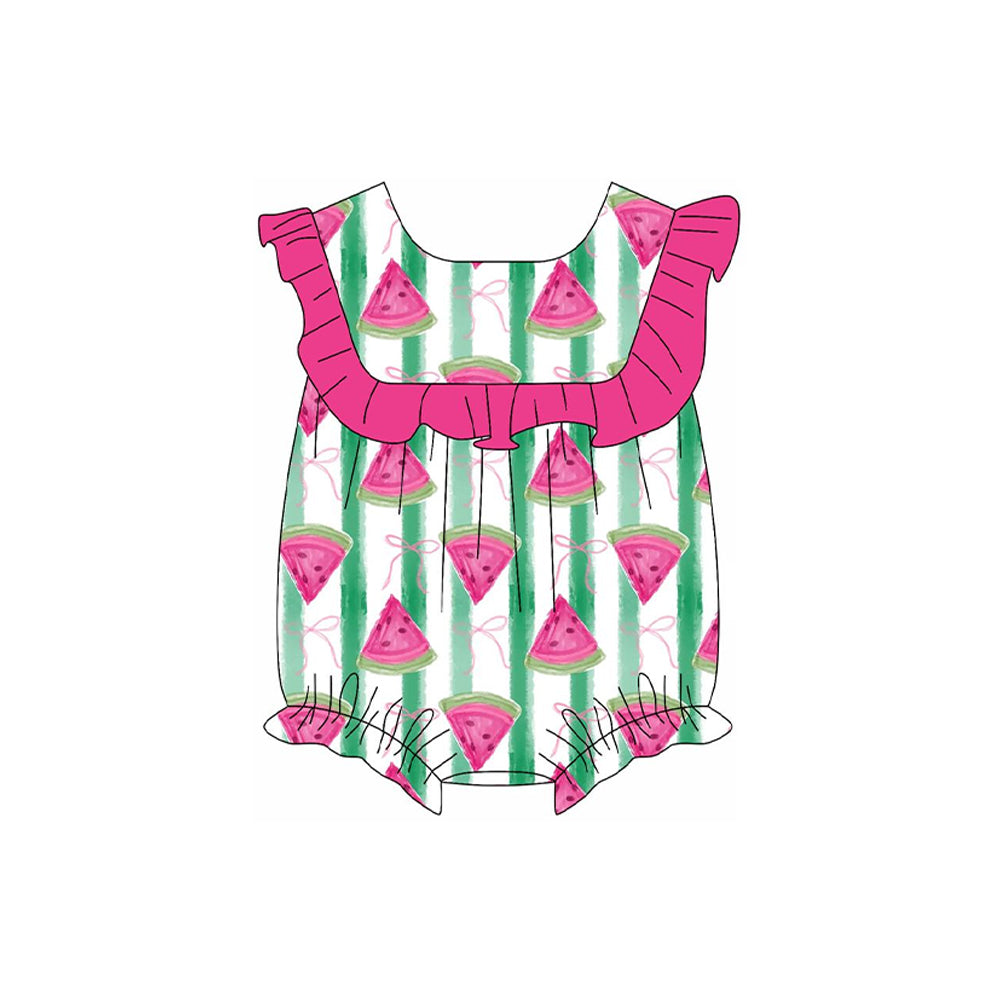 Watermelon stripe bow tunic ruffle shorts girls clothes