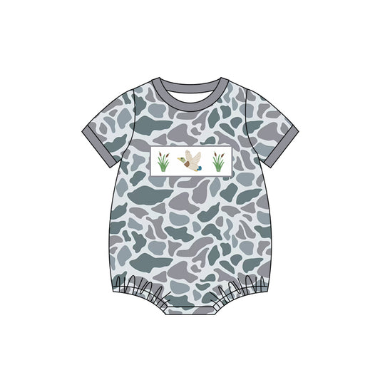 SR2685Baby Infant Boys Grey Camo Ducks Rompers