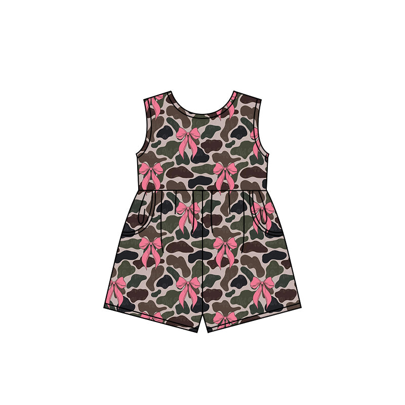 Baby Girls Camo Pink Bows Top Shorts Clothes Sets