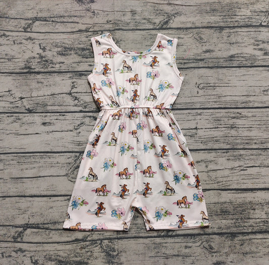 SR2695Floral Western Sleeveless Jumpsuit for Girls Rodeo Theme Children's Clothing Comfortable Jumpsuit for Kids