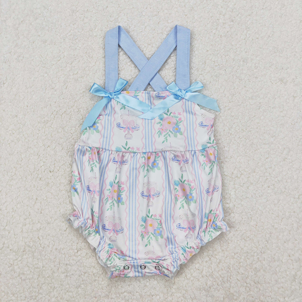 6.04  SR2698 New Rts No Moq 8-9 Days By Air Arrived it Baby Infant Girls Flowers Cakes Straps Bows Rompers