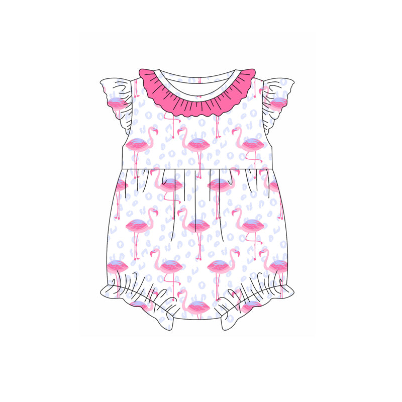Baby Girls Pink Sleeveless Leopard Flamingo Tunic Ruffle Short Set