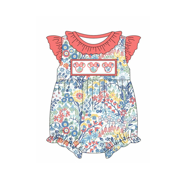 Baby Girls Cartoon Flowers Tunic Top Ruffle Shorts Clothes Sets