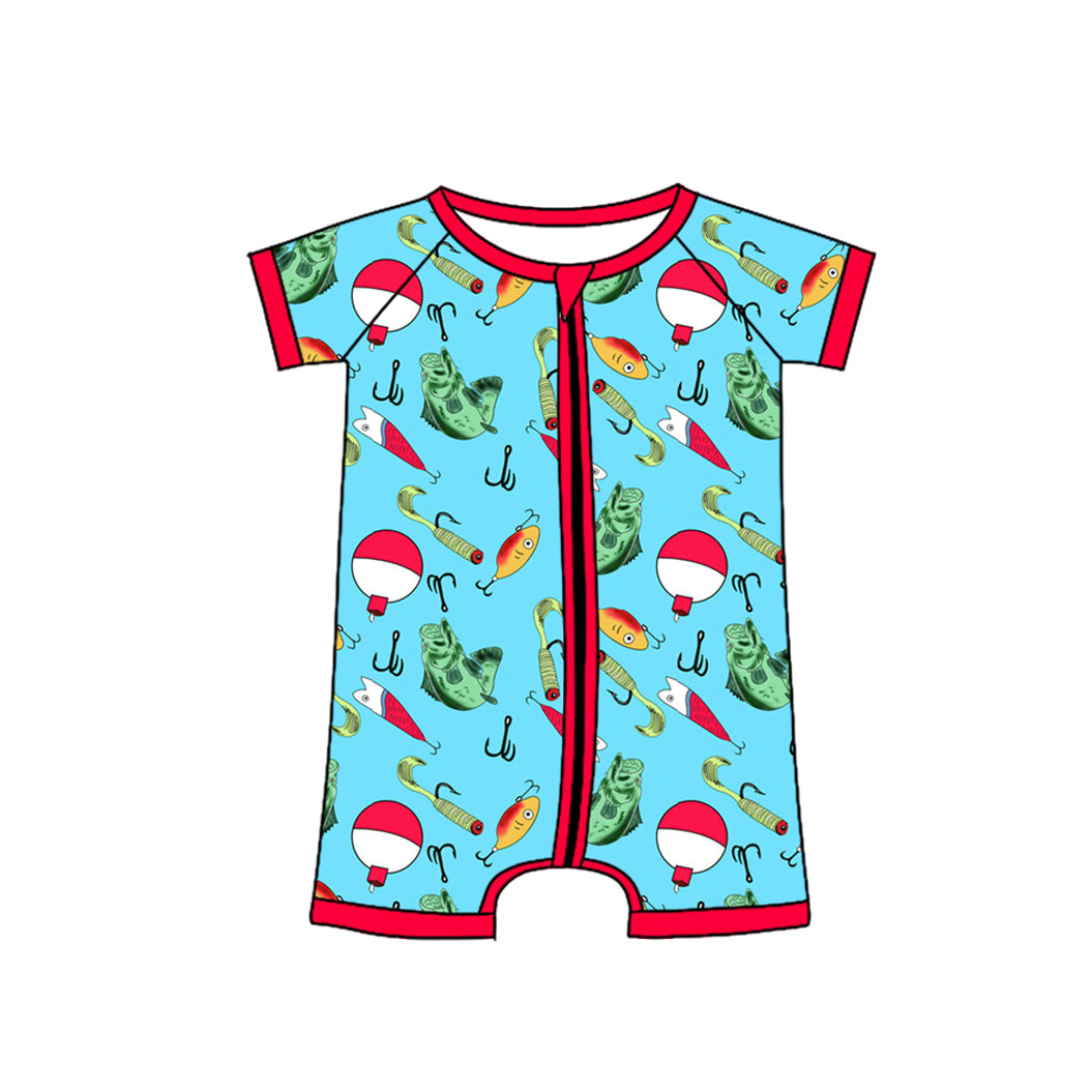 Short sleeves fishing top shorts kids boys pajamas