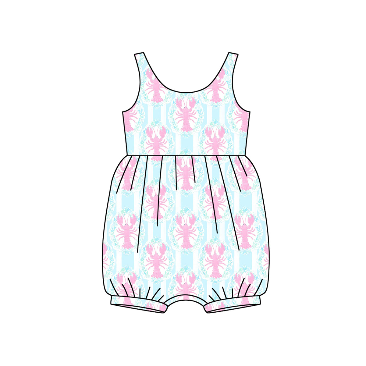 Baby Girls Pink Sleeveless Crayfishes Dresses