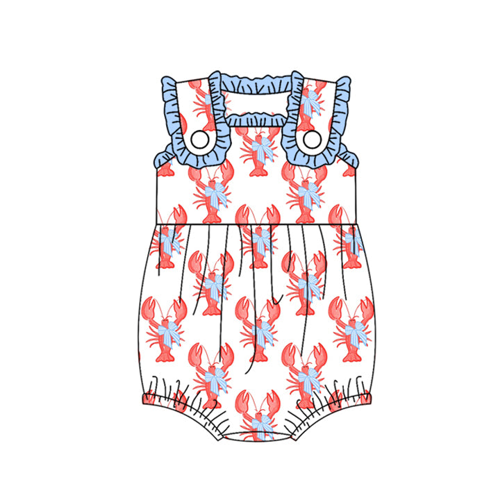 Baby Girls Crawfish Bows Straps Knee Length Dresses