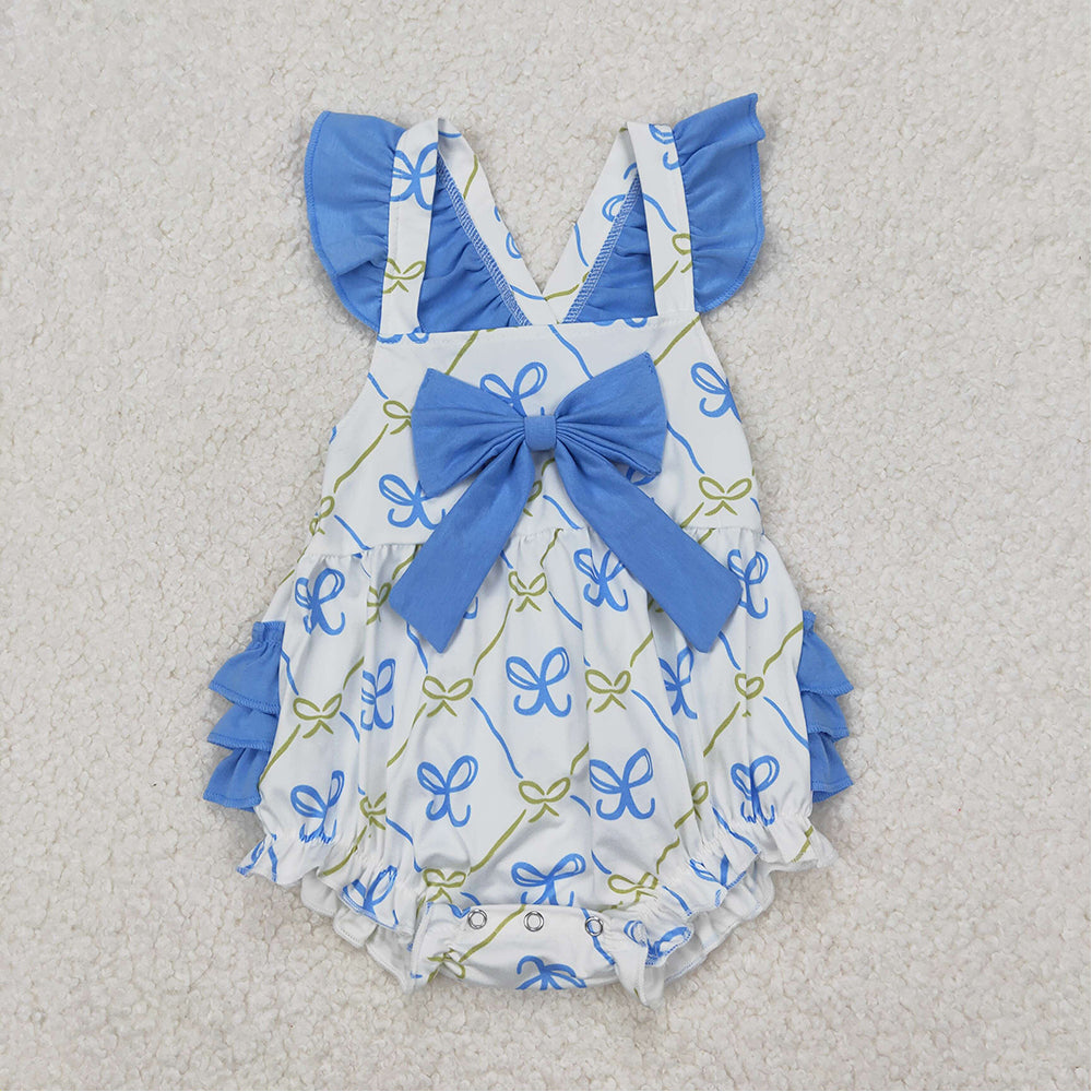 4.18 RTS NO MOQ Girls Tunic Top with Flutter Sleeves Light Bow Detail Ruffle Shorts Set Cute Casual Outfit for Kids