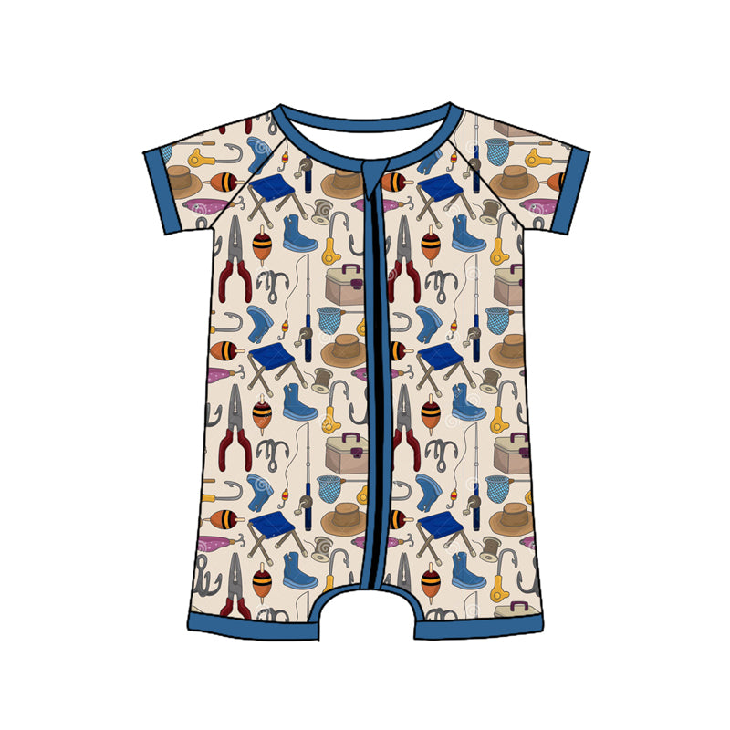Baby Boys Hot Blue Short Sleeves Pocket Top Fishing Short Hunting Set